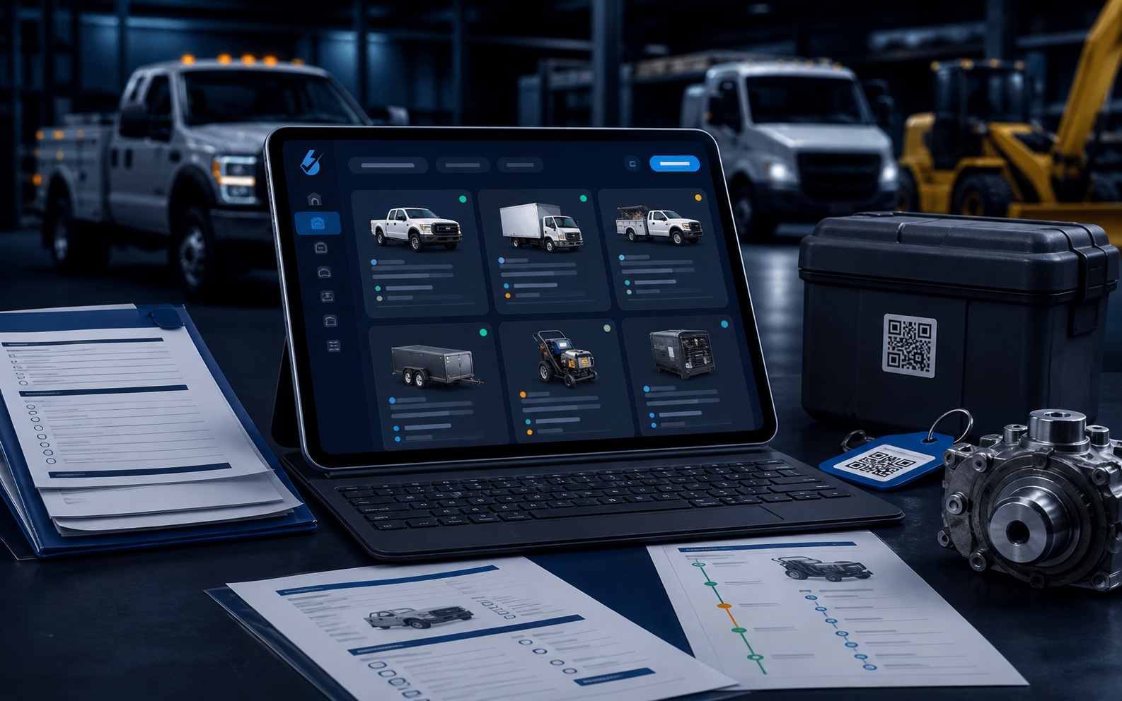 Fleet asset records and maintenance history organized in Check 6 software